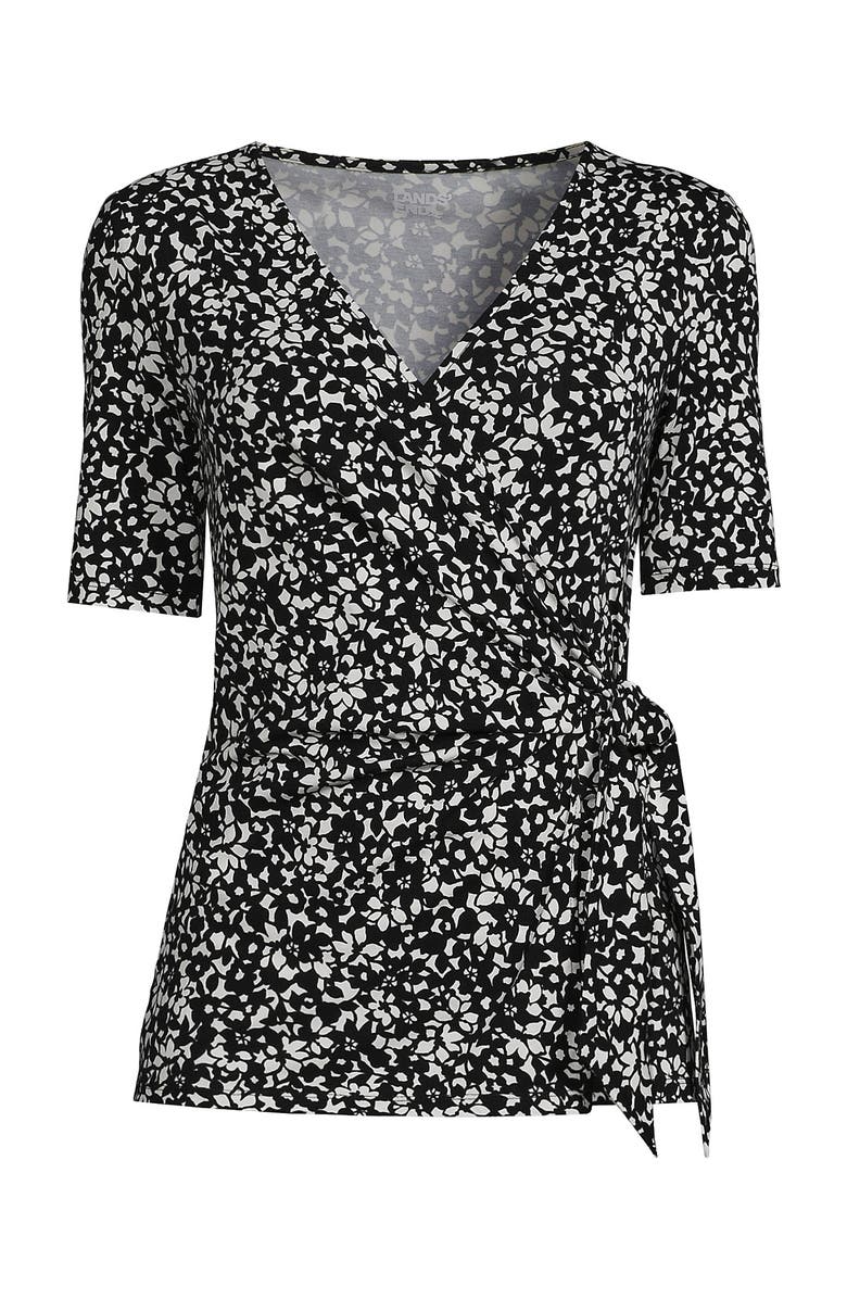 Lands' End Plus Size Elbow Sleeve Lightweight Jersey Side Tie Blouse, Alternate, color,