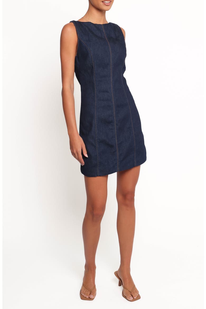 Calyx Sleeveless Denim Minidress, Main, color, DARK DENIM