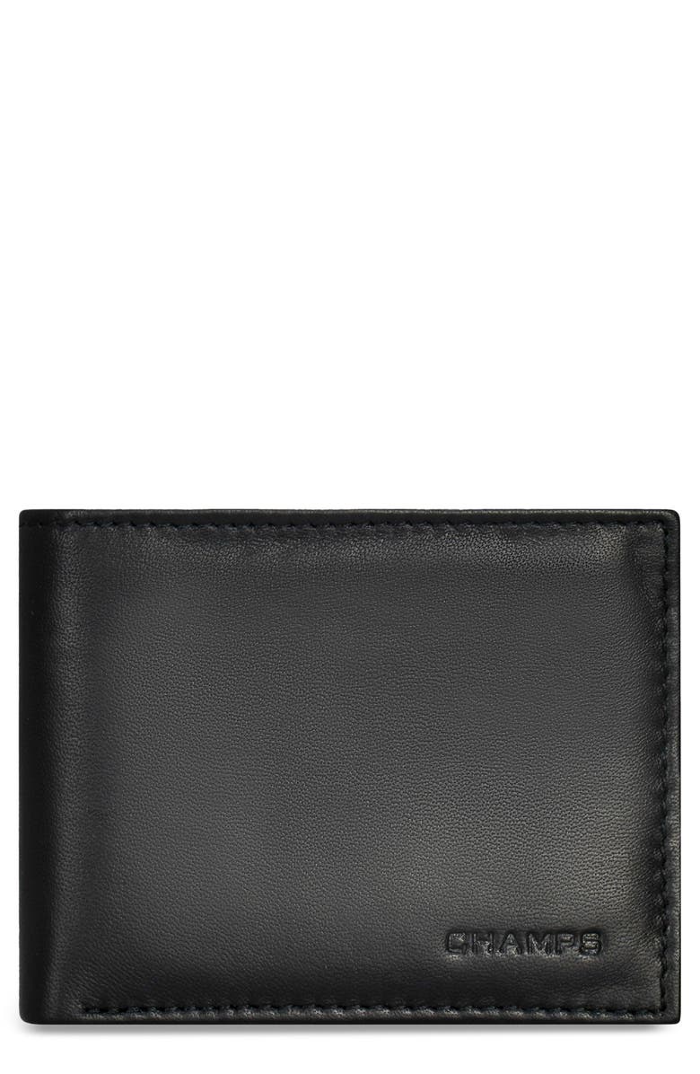 CHAMPS Classic Leather Bifold Wallet, Main, color, Black