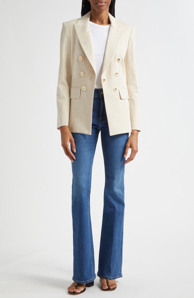 Veronica Beard Gaya Metallic Chalk Stripe Cotton Blend Dickey Jacket, Alternate, color, Natural Gold