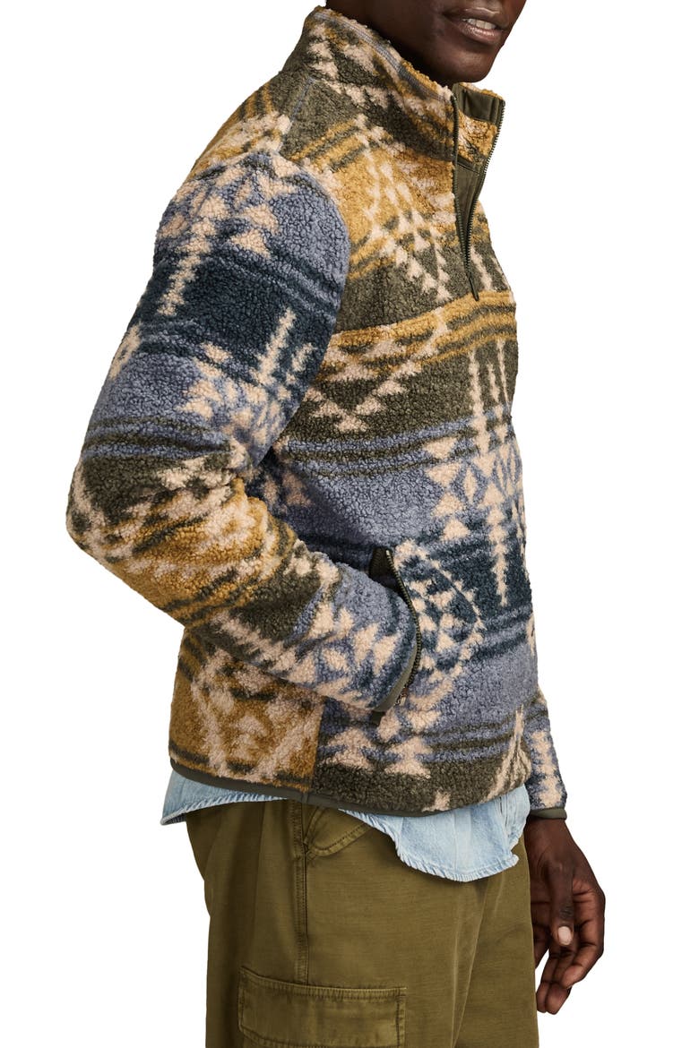 Faux Shearling Quarter Zip Jacket, Alternate, color, BLUE MULTI