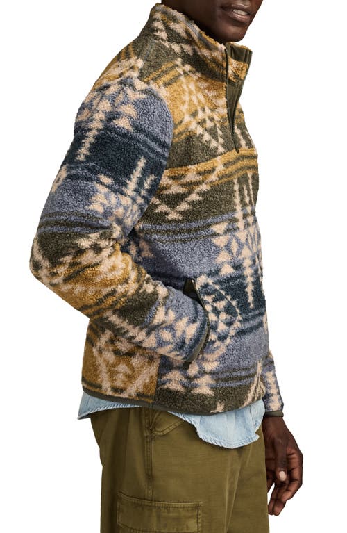 Lucky Brand Faux Shearling Quarter Zip Jacket In Multi