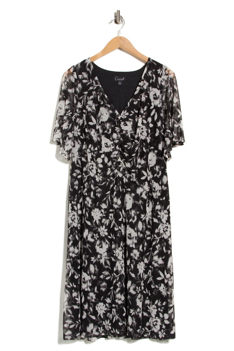 Butterfly Sleeve Mesh Dress, Alternate, color, BLACK