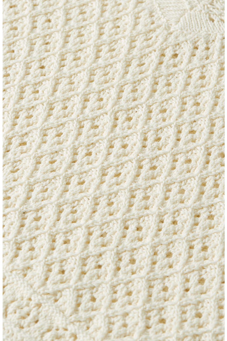 Pointelle V-Neck Sweater, Alternate, color, EGGNOG