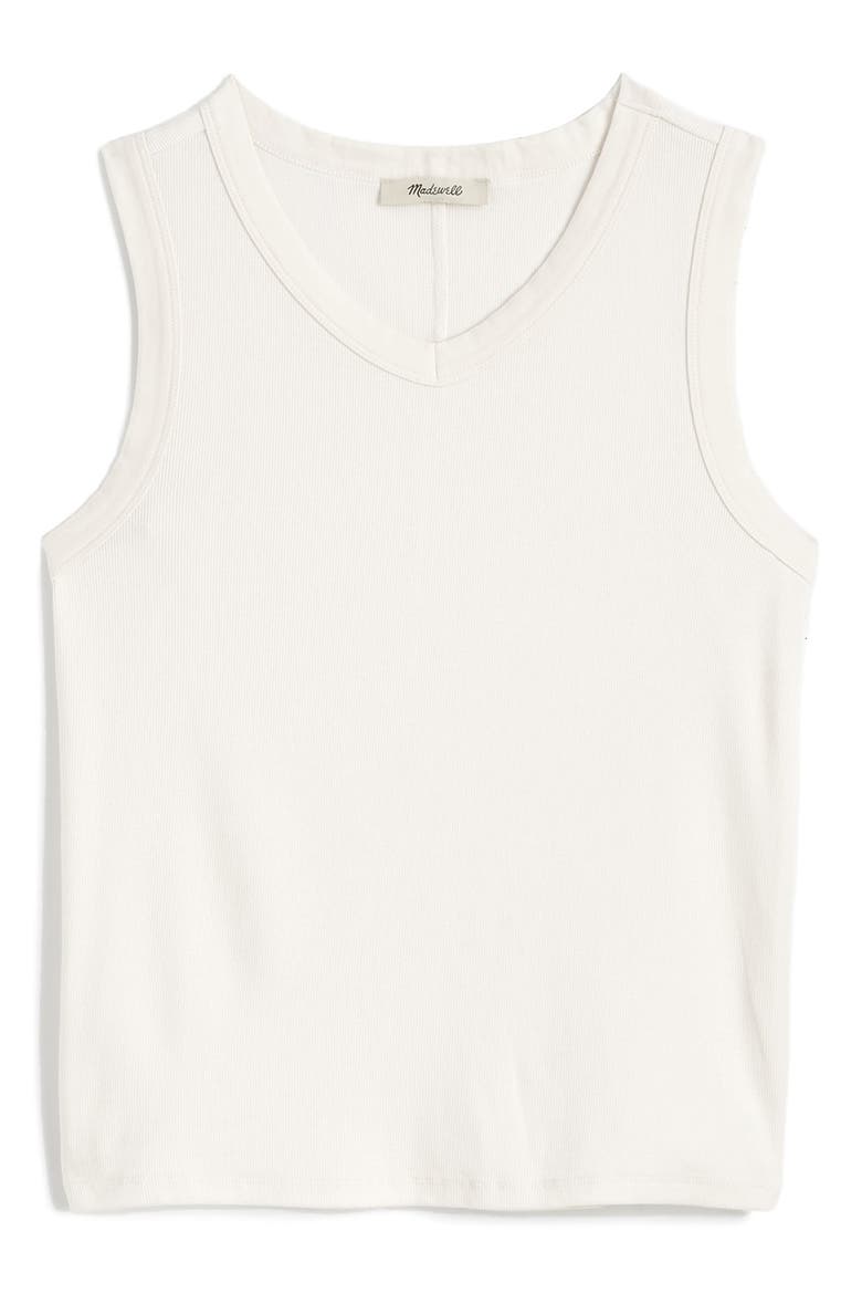 High V-Neck Regenerative Cotton Rib Tank, Alternate, color, LIGHTHOUSE