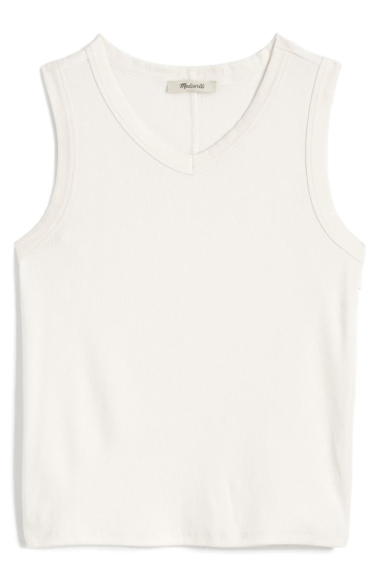 Madewell High V-Neck Regenerative Cotton Rib Tank, Alternate, color, 