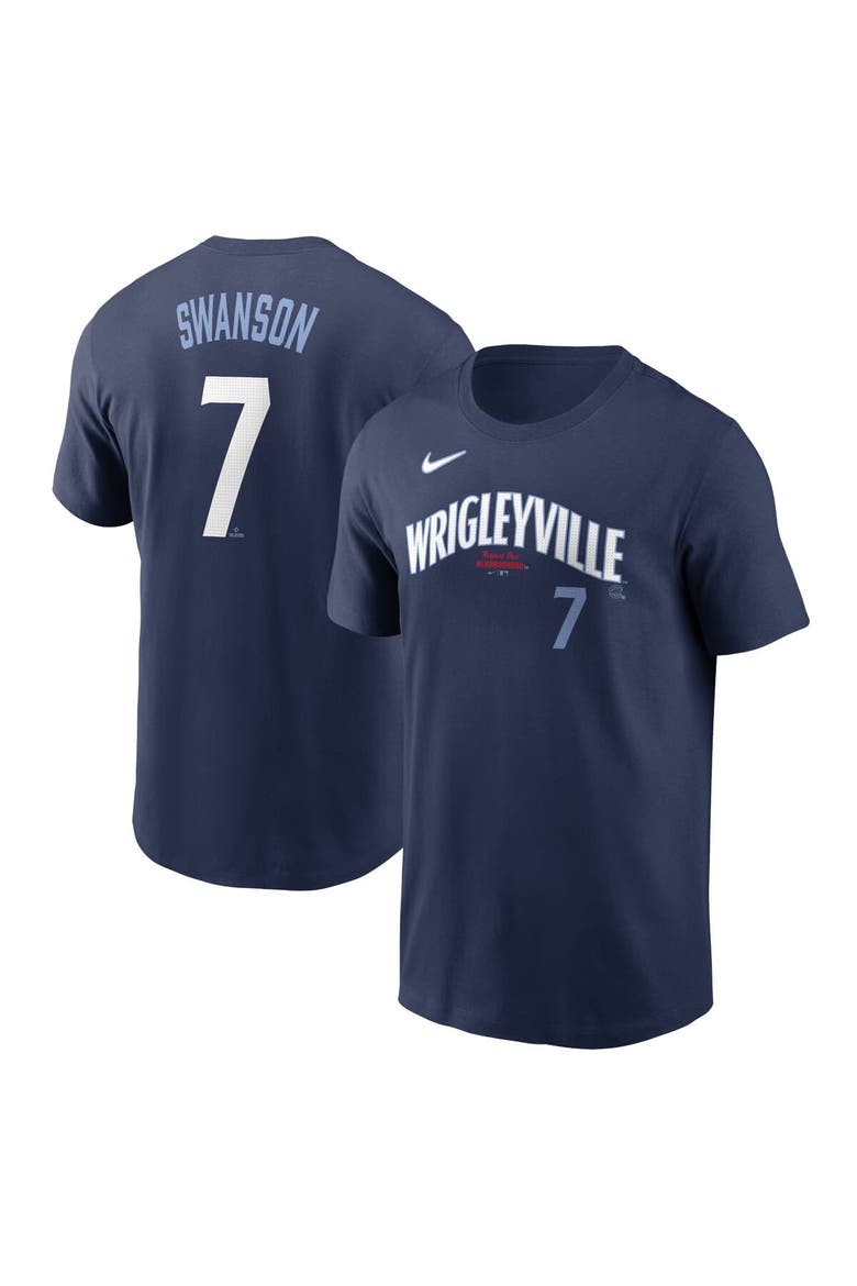 Men's Nike Dansby Swanson Navy Chicago Cubs City Connect Fuse Name & Number T-Shirt, Main, color, Navy