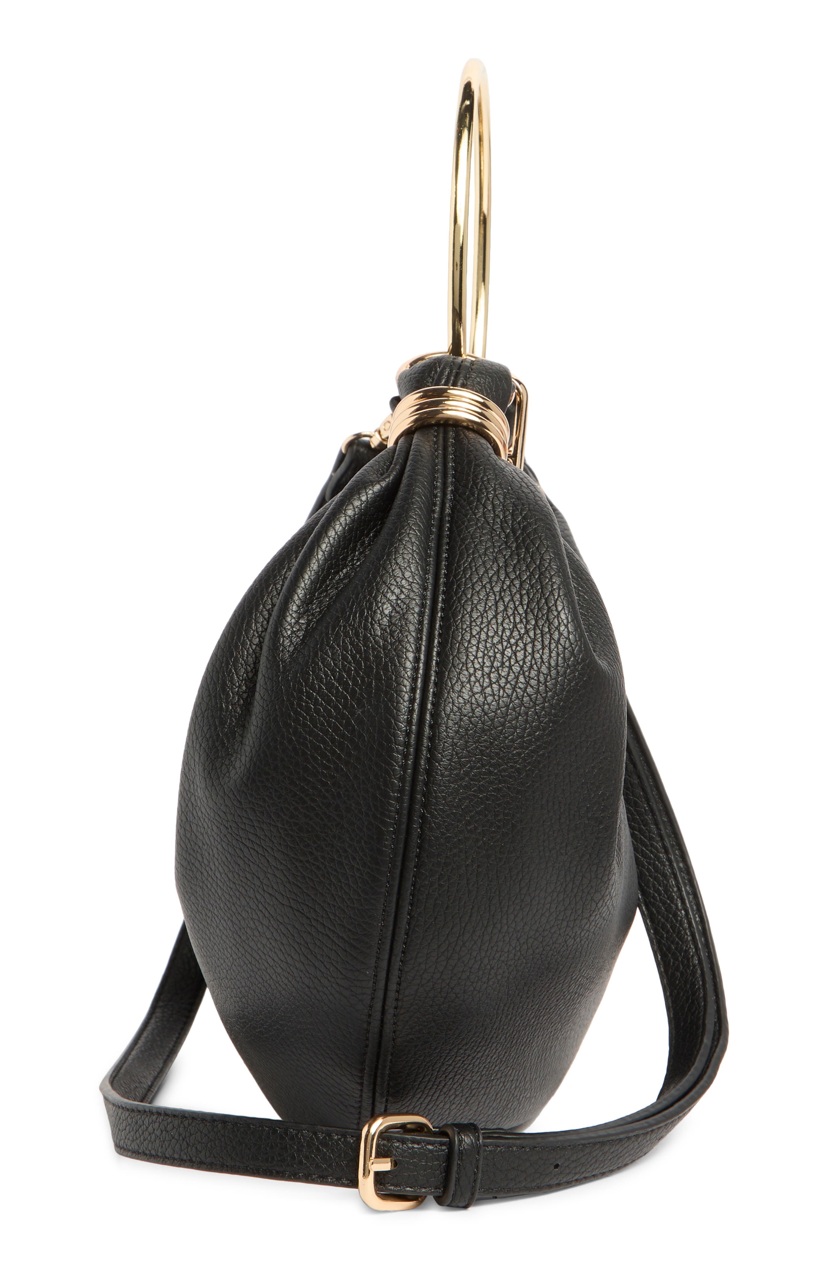 URBAN EXPRESSIONS HANDBAGS Faux Leather Ring Top Handle Bag, Alternate, color, Black
