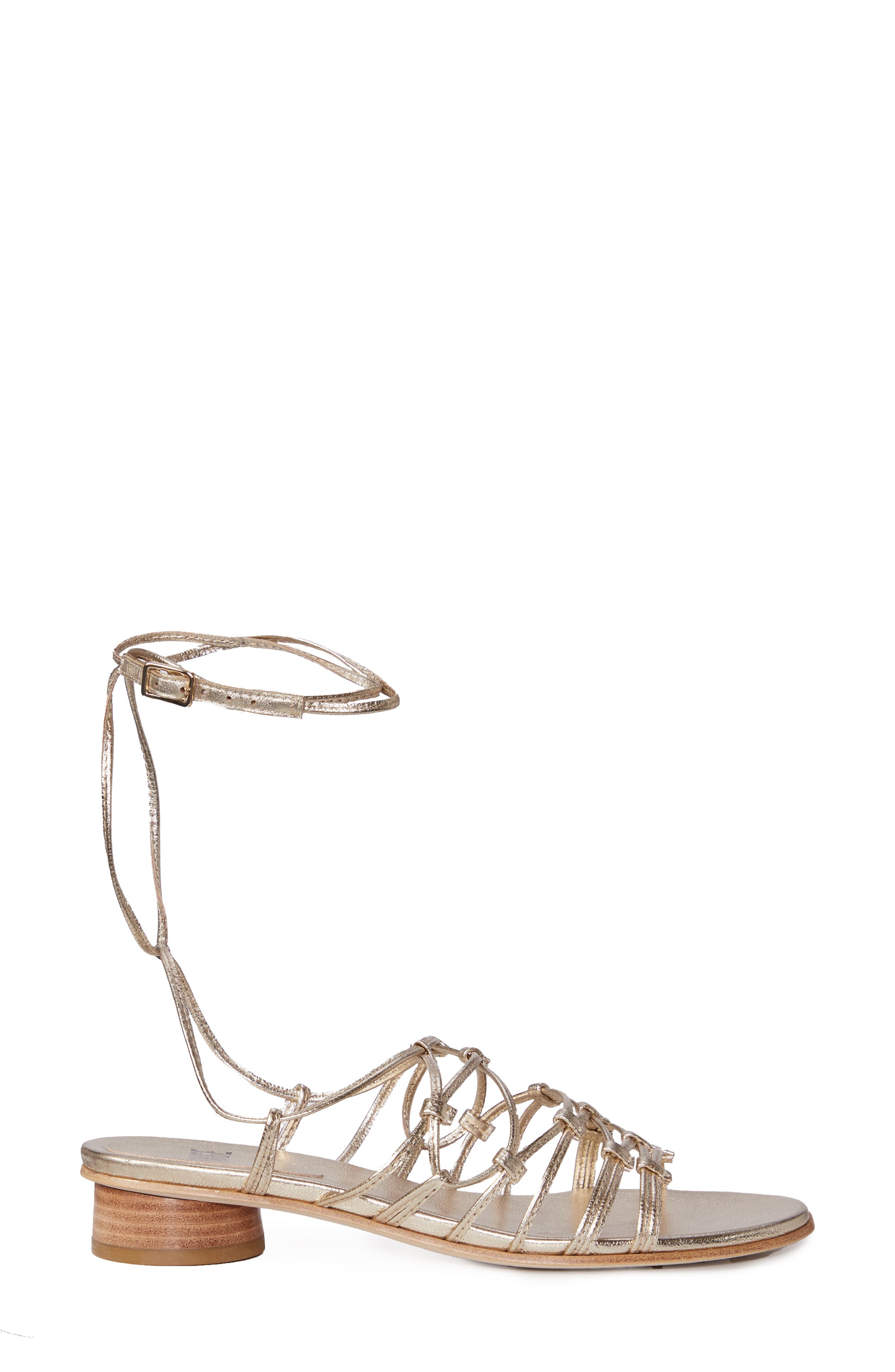 PAIGE Evan Ankle Tie Sandal, Alternate, color, Light Gold