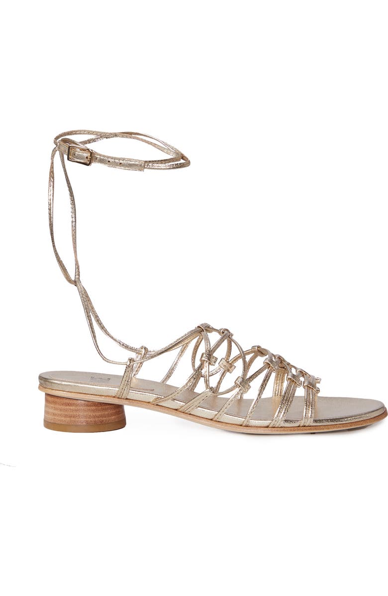 PAIGE Evan Ankle Tie Sandal, Alternate, color, Light Gold