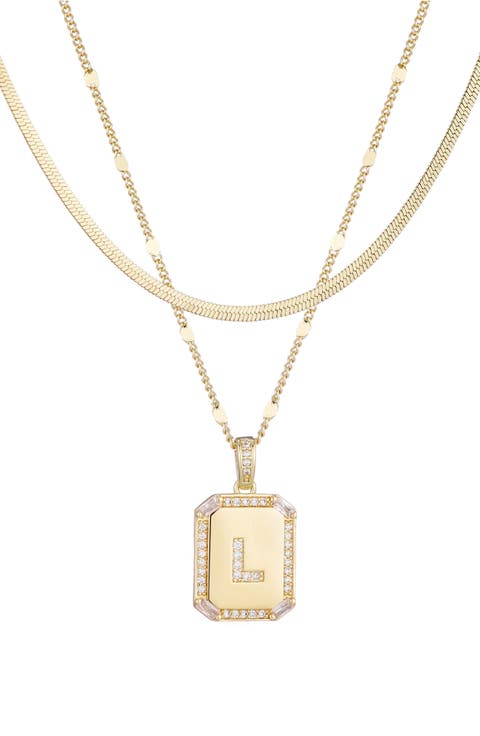 Initial Tag Pendant Necklace