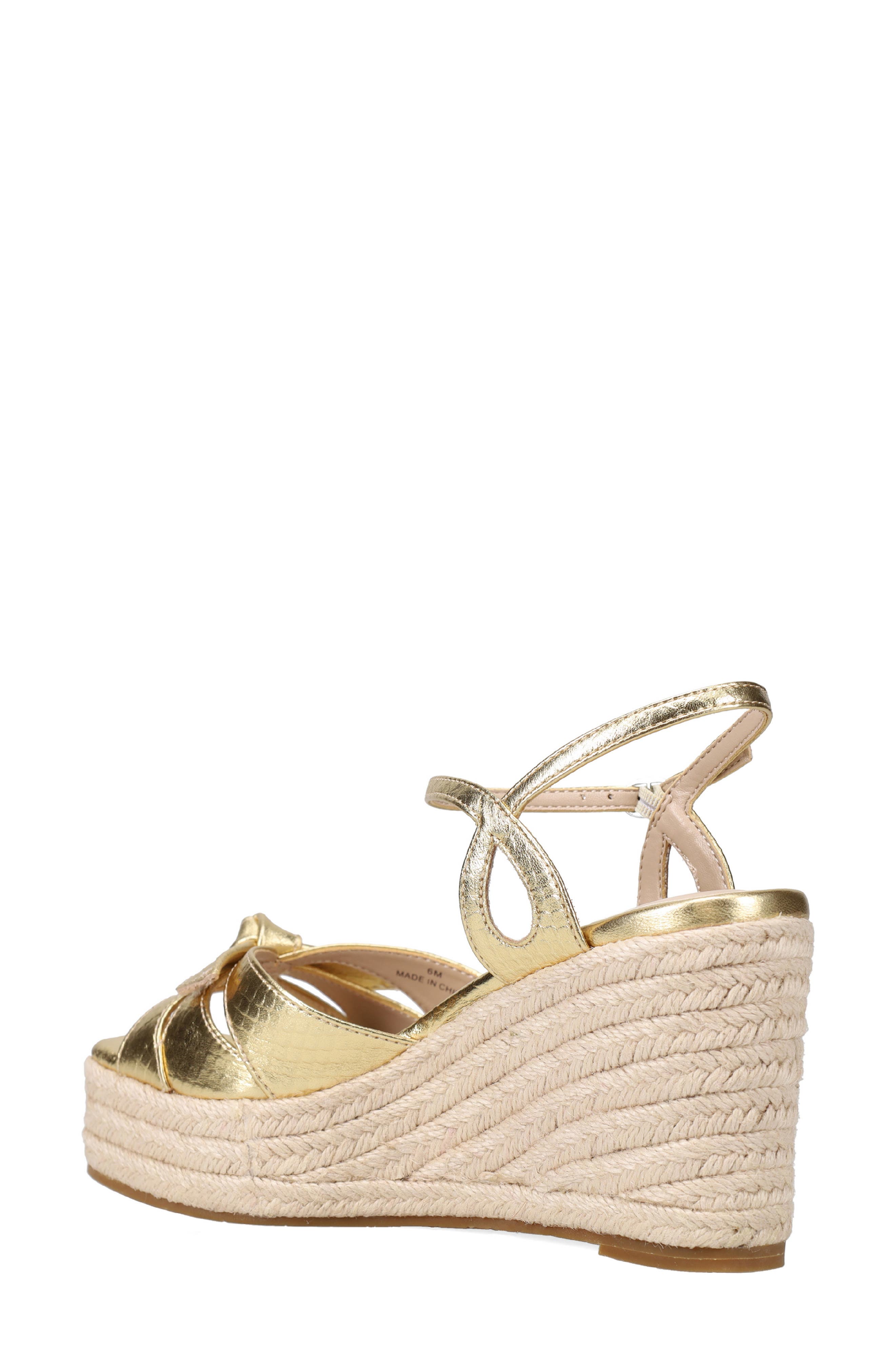 Elbie Espadrille Ankle Strap Platform Wedge Sandal, Alternate, color, LIGHT GOLD