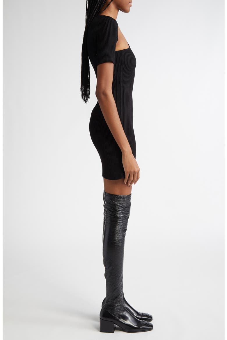Slash Rib Sweater Dress, Alternate, color, BLACK