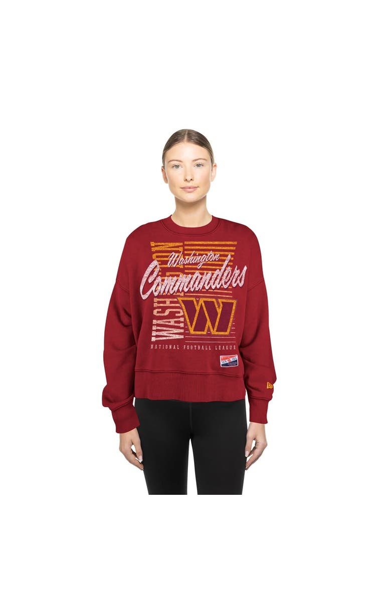 New Era Women's New Era Black Washington Commanders Oversized Throwback Mineral Wash Crew Neck Sweatshirt, Alternate, color, Black