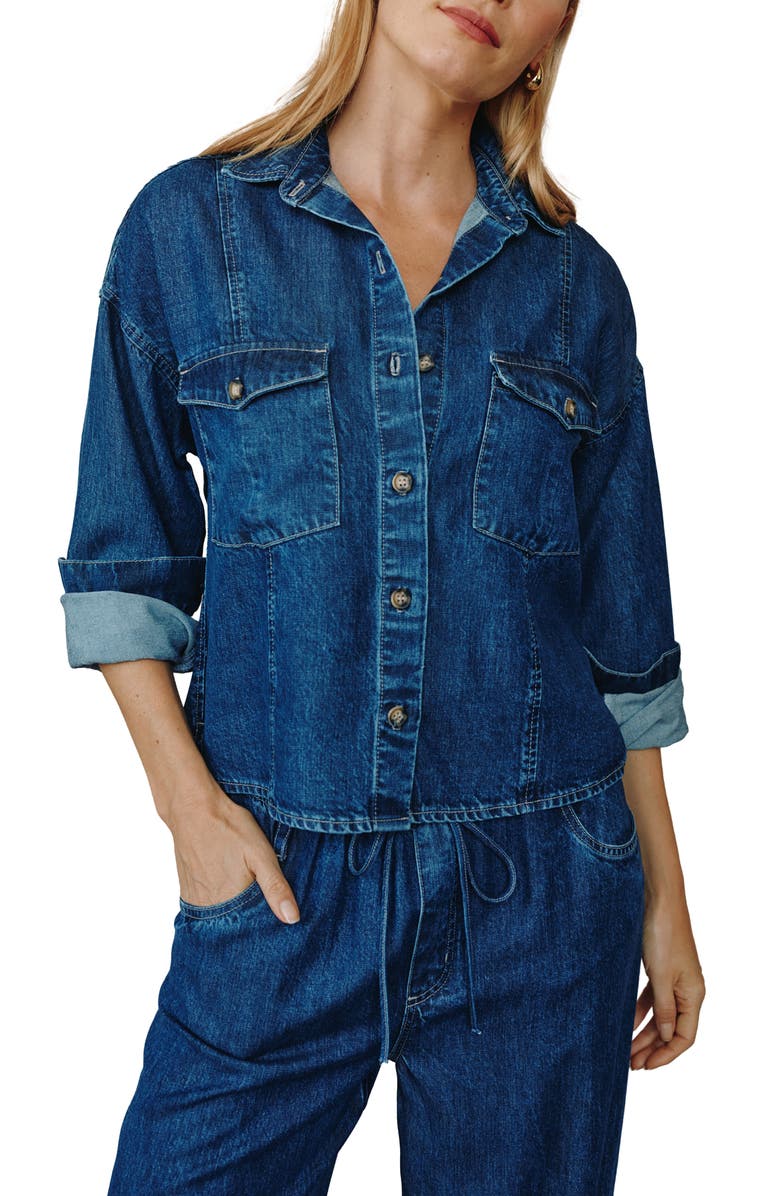 Bella Dahl Denim Shacket, Alternate, color, Deep Blue Rinse