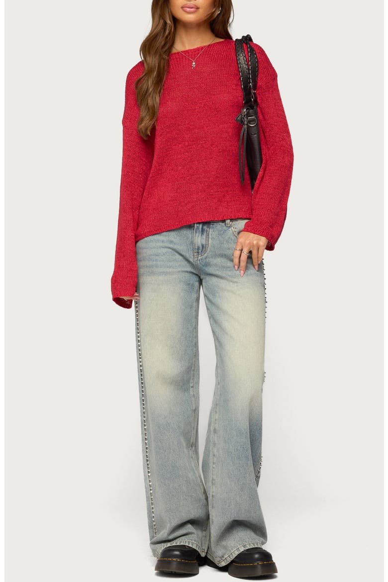 Drop Shoulder Sweater, Alternate, color, RED