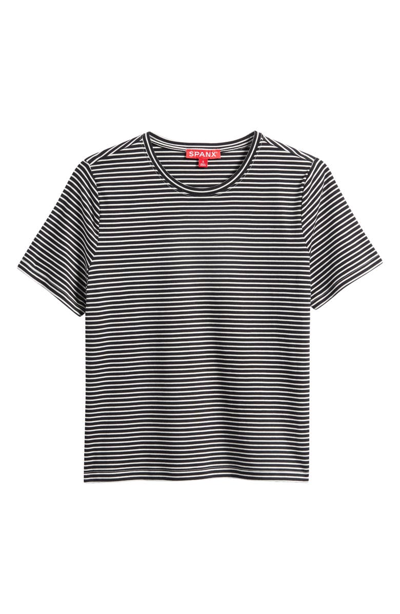 SPANX<sup>®</sup> Lightweight Stripe Cotton Crewneck T-Shirt, Main, color, Minishutter Cb/ L