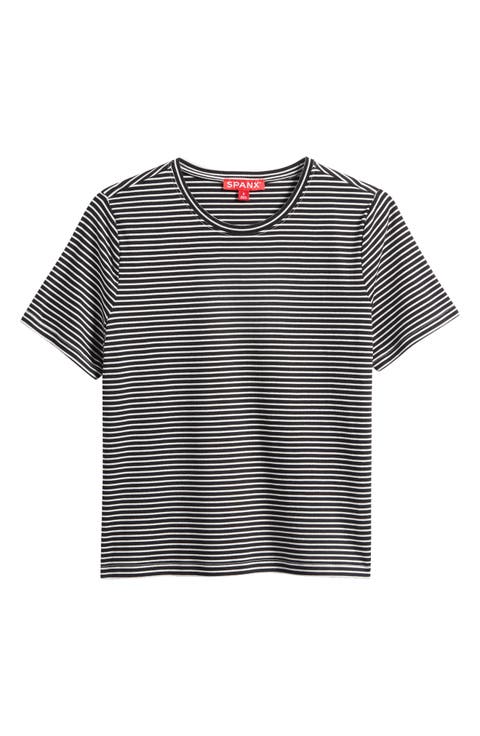 Lightweight Stripe Cotton Crewneck T-Shirt
