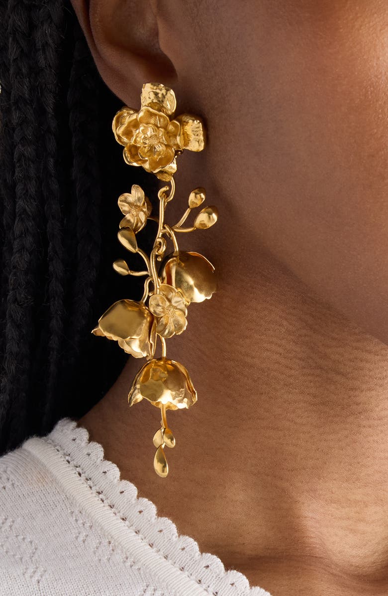 Chloé Floral Drop Earrings, Alternate, color, Vintage Gold