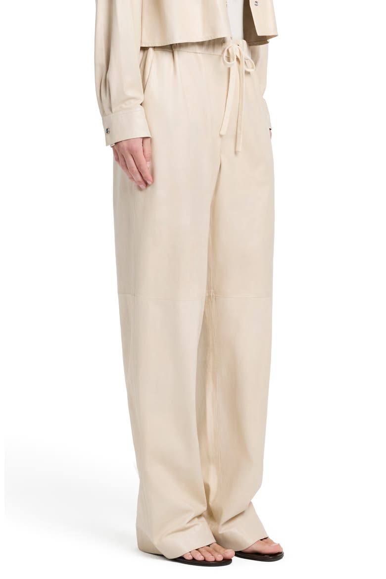 Wide Leg Leather Pants, Alternate, color, CREME BRULEE