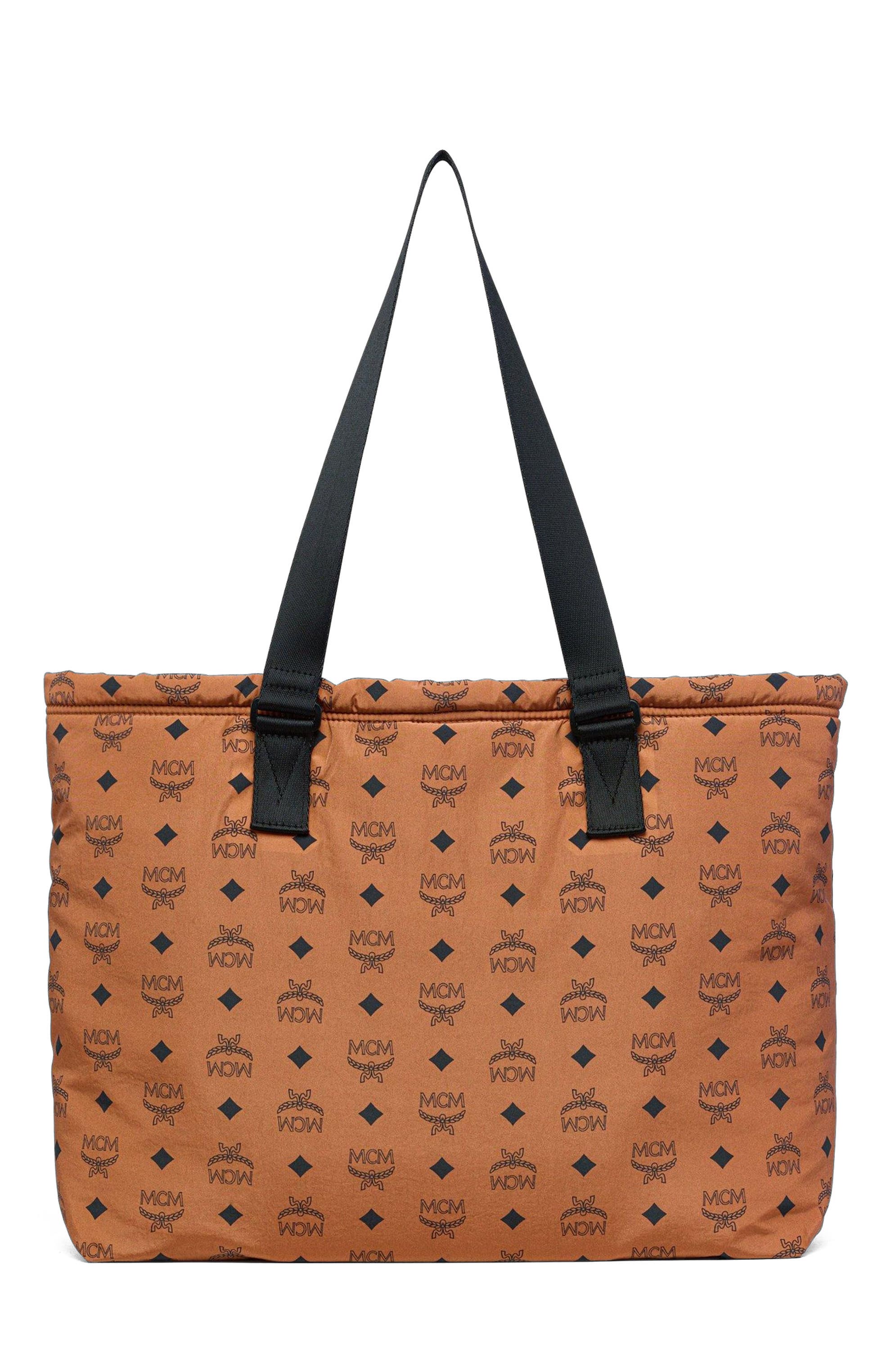 Aren Packable Tote in Visetos, Alternate, color, Cognac
