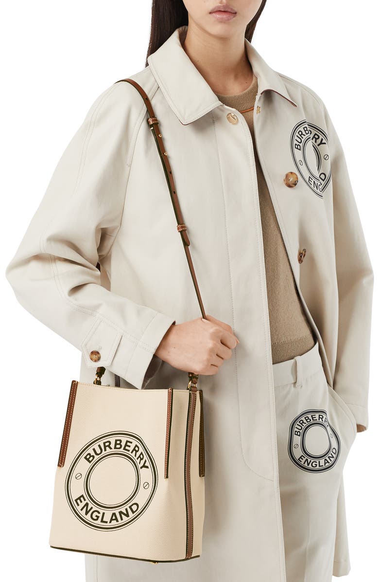 Burberry Small Peggy Logo Graphic Cotton Canvas Bucket Bag, Alternate, color,