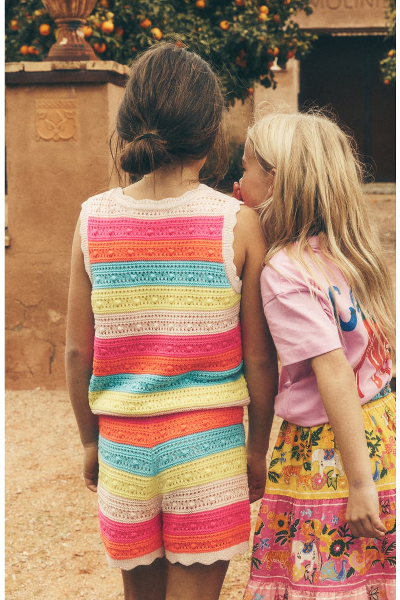 Kids' Pointelle Knit Shorts, Alternate, color, NEON MULTI STRIPE