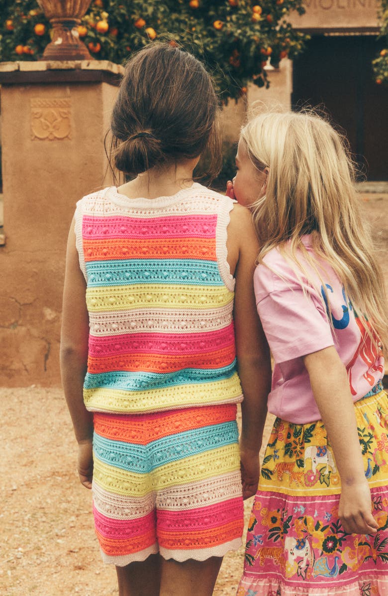 Mini Boden Kids' Pointelle Knit Shorts, Alternate, color, Neon Multi Stripe