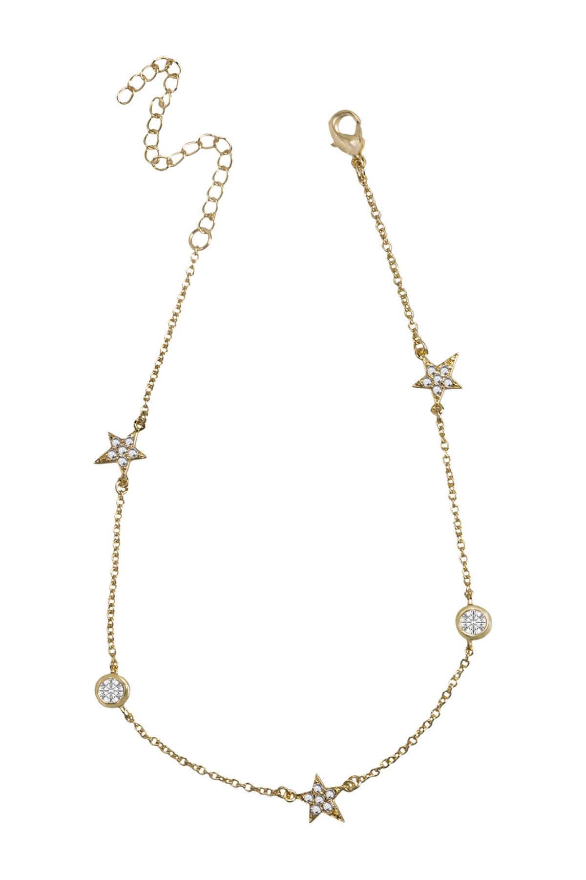 CZ by Kenneth Jay Lane 14K Gold Plated Pave Star Bezel CZ Anklet