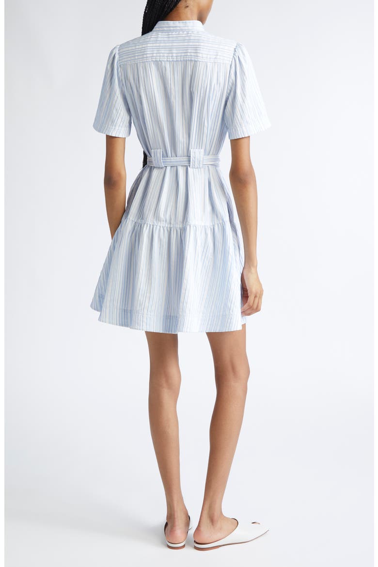 Clynton Variegated Stripe Short Sleeve Shirtdress, Alternate, color, CELESTINE/ WHITE