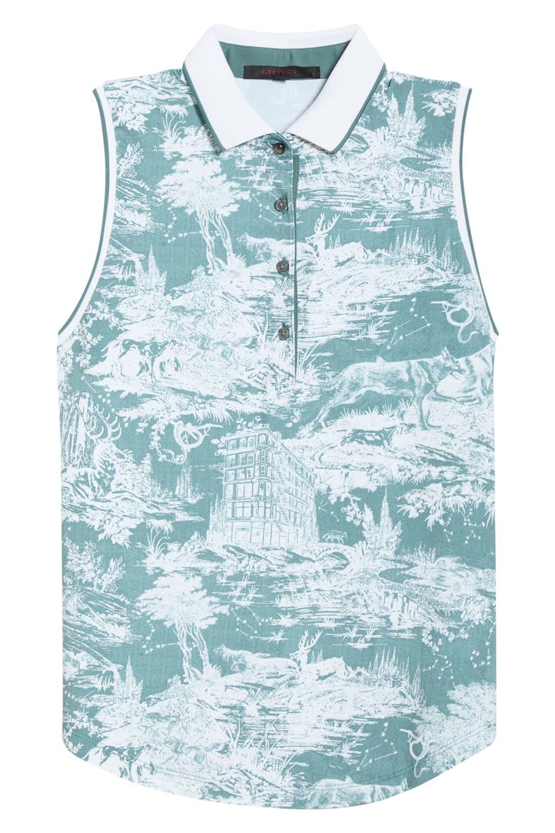 Huntress Toile Print Polo, Alternate, color, MARSH