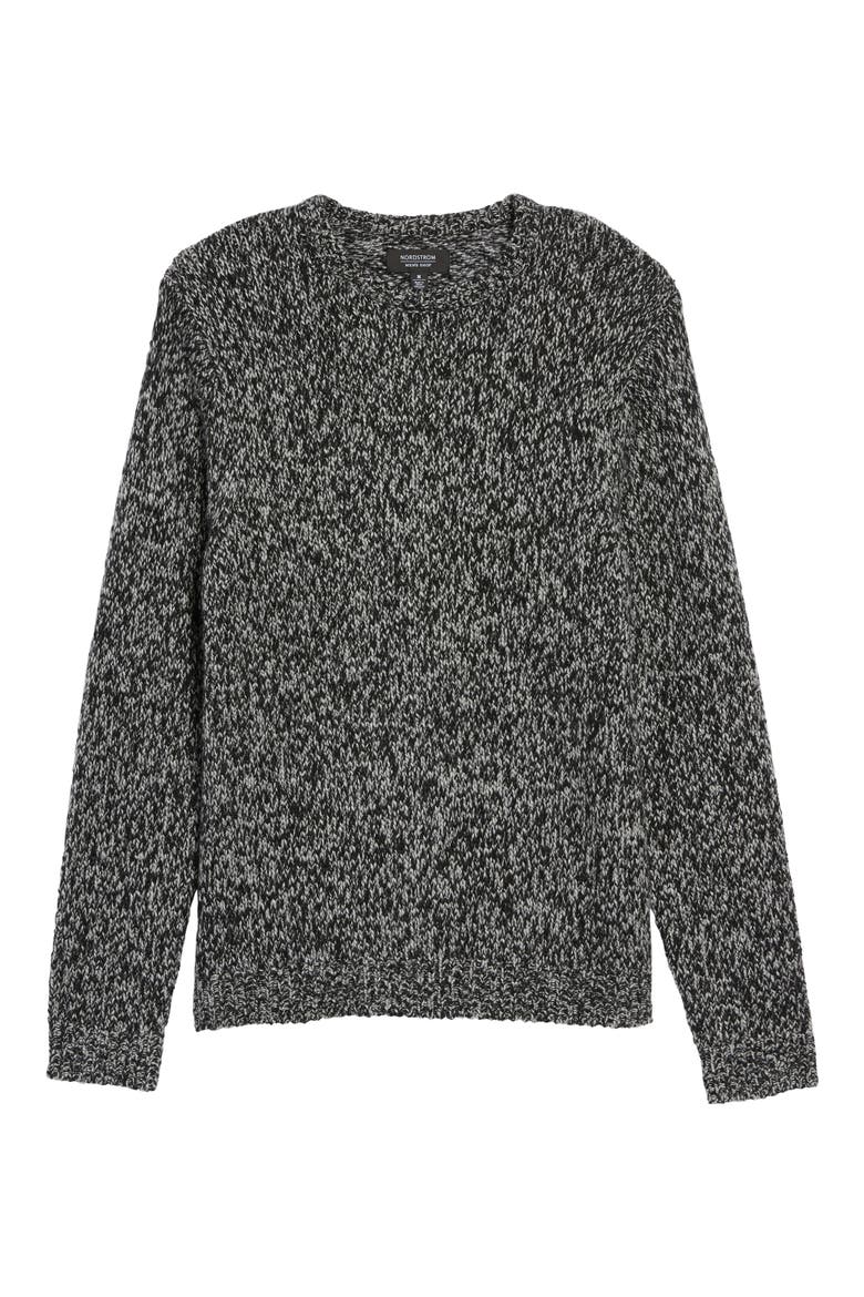 Marled Yarn Sweater, Alternate, color, GREY CHARCOAL MELANGE