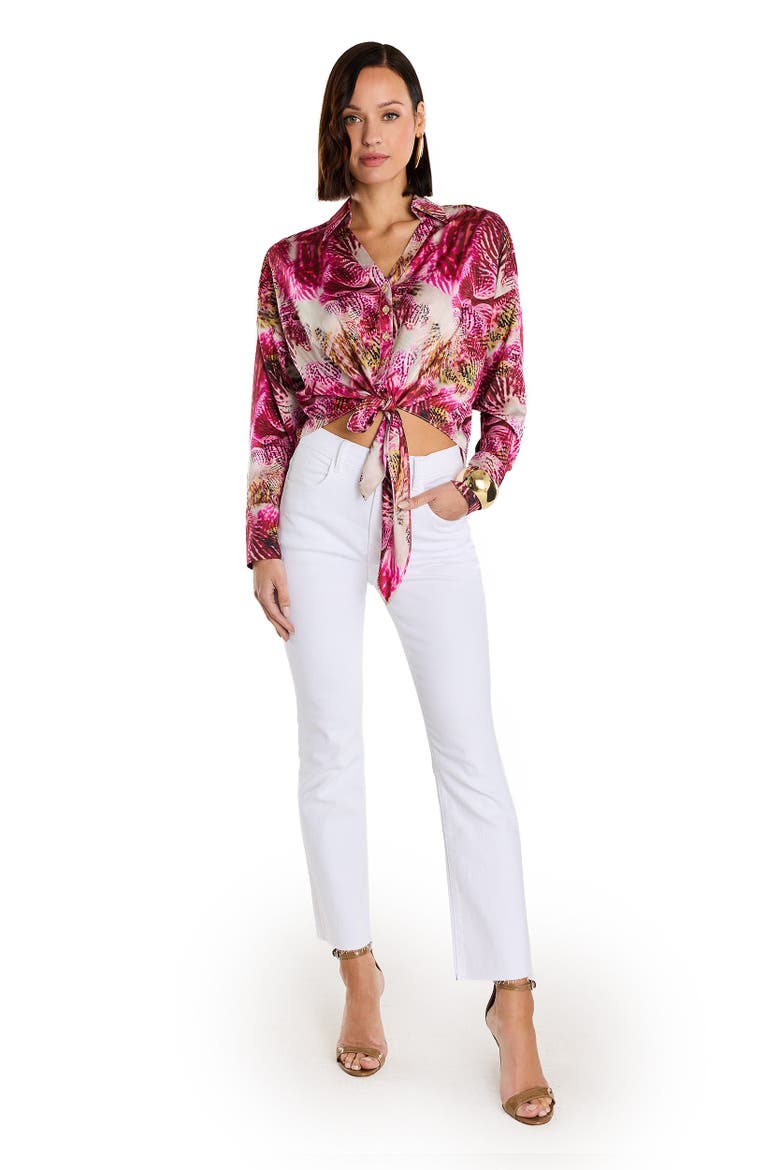 Cecilia Silk Tie-Front Blouse, Alternate, color, Bright Orchid