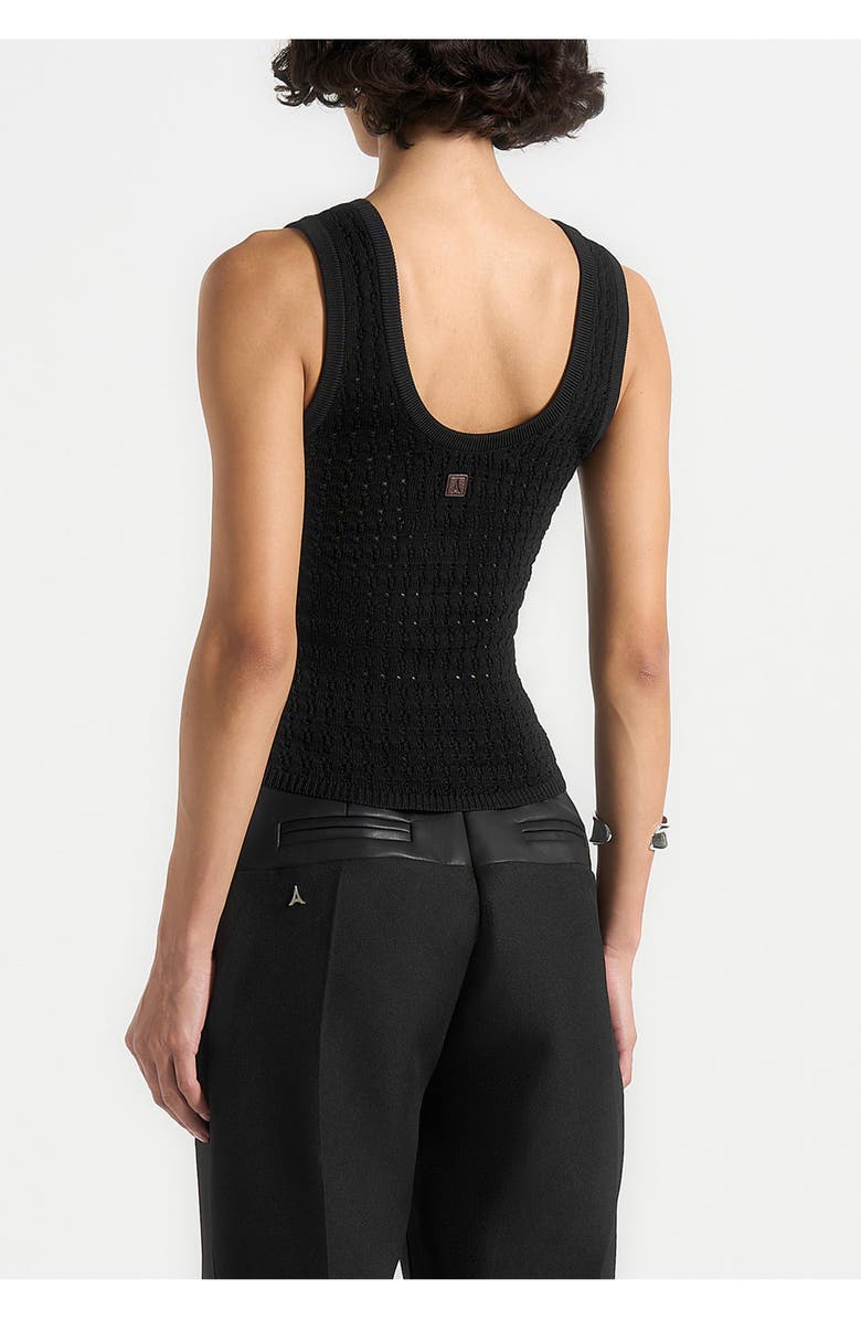 Manière De Voir Nora Pointelle Knitted Vest with Knot Button, Alternate, color, Black