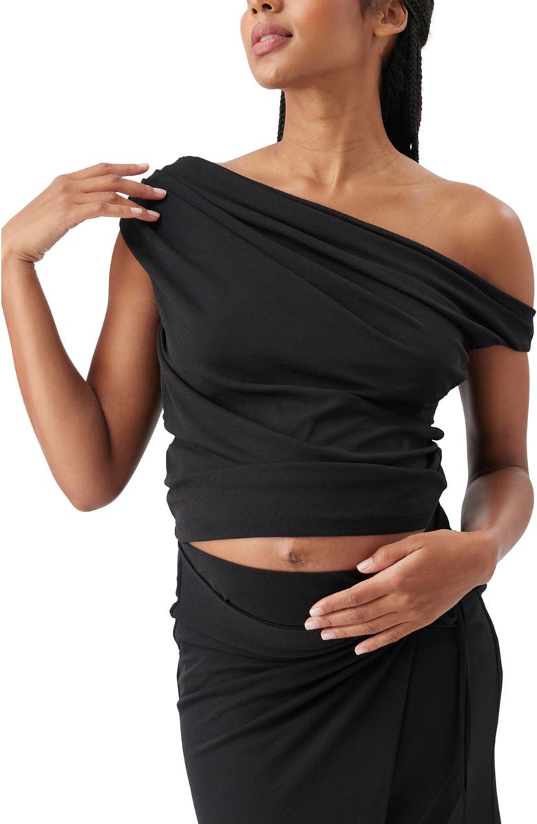 Ripe Maternity Rhi Off Shoulder Top, Main, color, Black