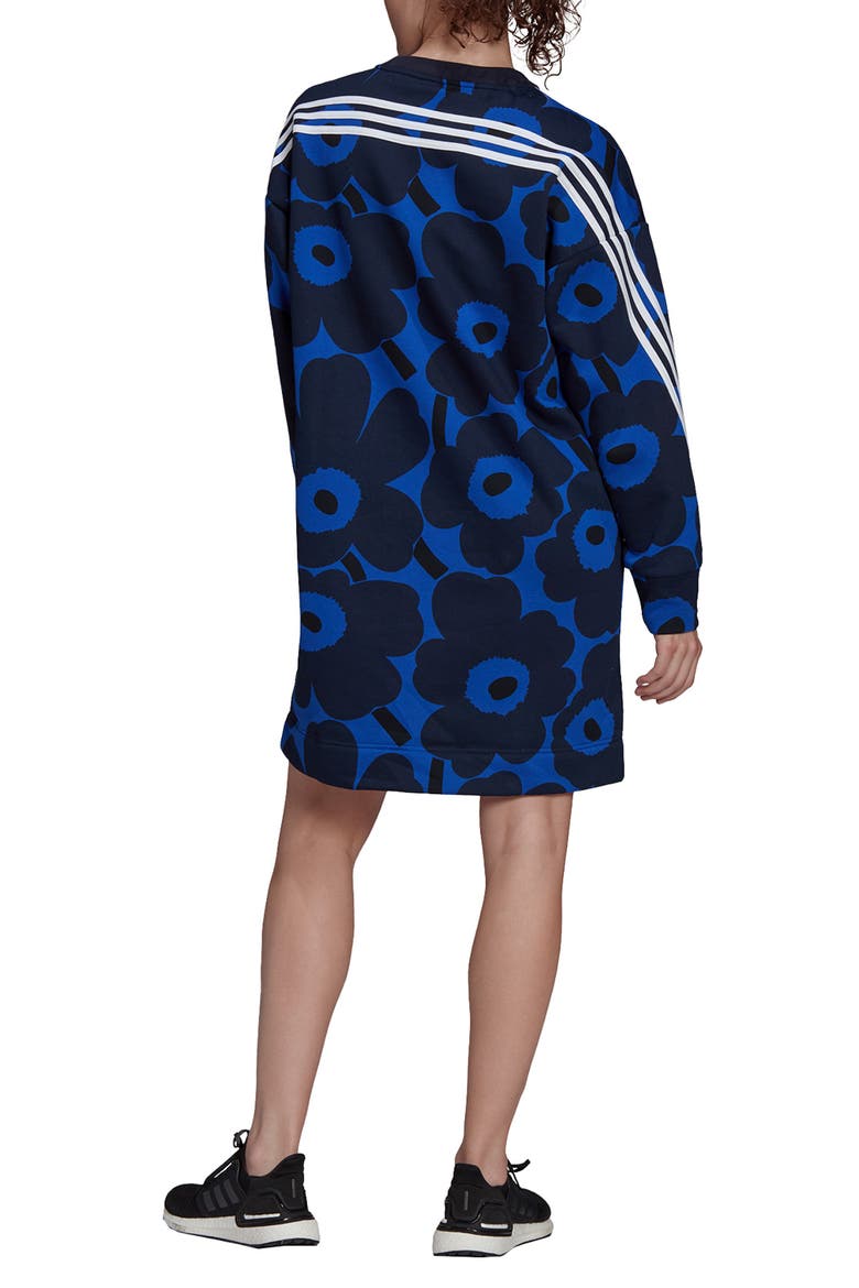 x Marimekko Long Sleeve Fleece Dress, Alternate, color, BOLD BLUE