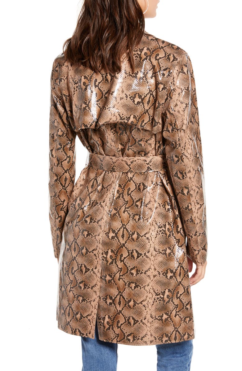 BLANKNYC Snakeskin Faux Leather Trench Coat, Alternate, color, 