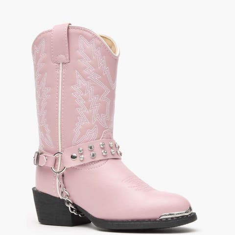 Lil' Little Kid Pink Rhinestone Western Boot