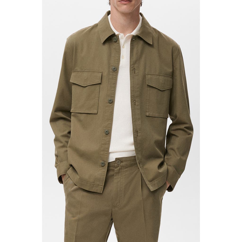 Mango Men's Pockets Lyocell Cotton Jacket In Green