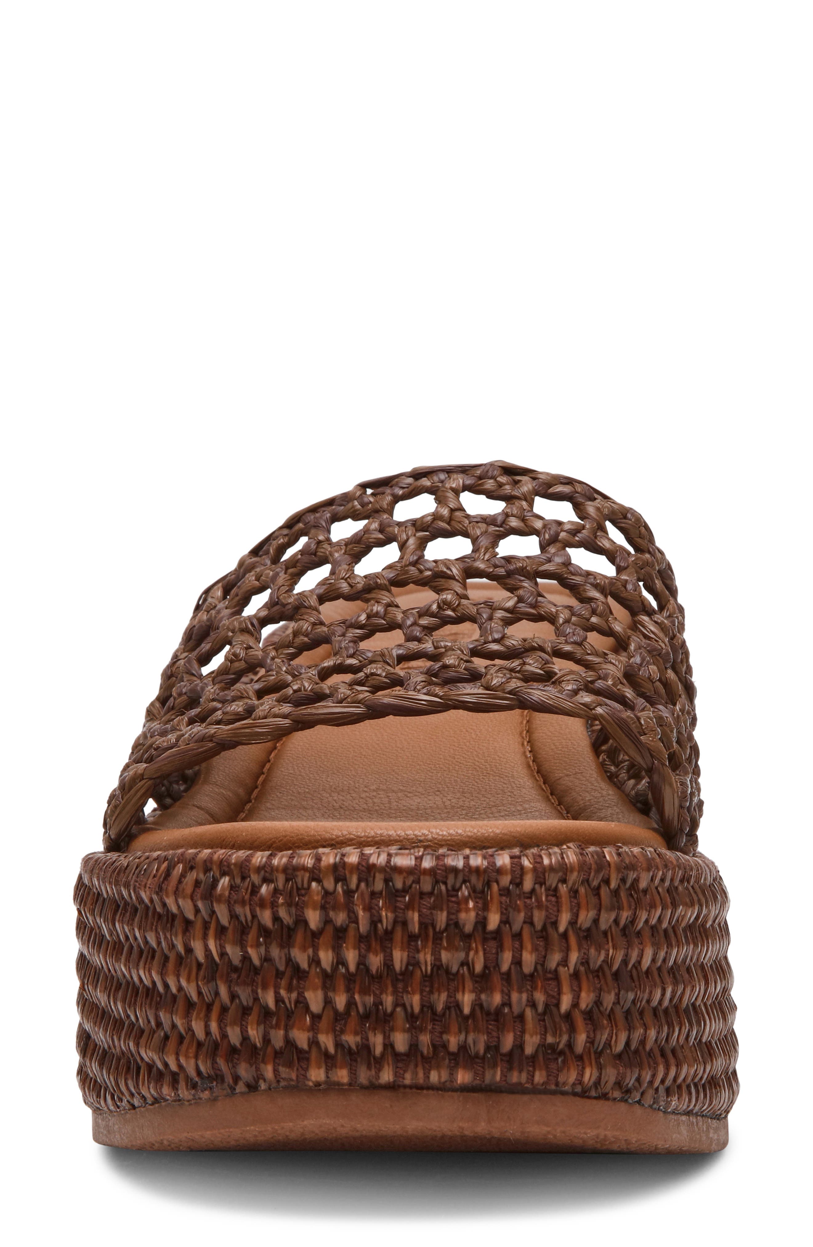 Steve Madden Brandy Platform Wedge Slide Sandal, Alternate, color, Brown Raffia