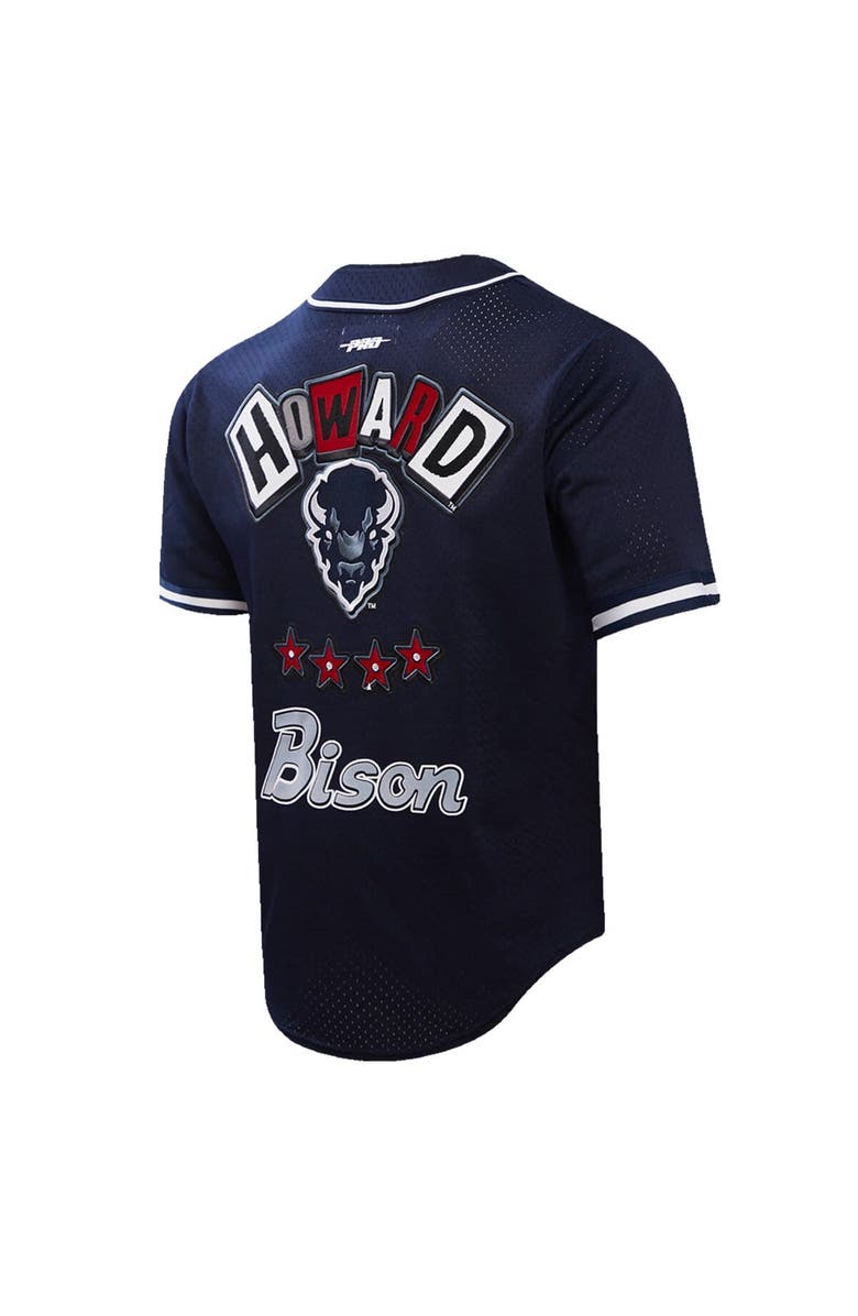 PRO STANDARD Men's Pro Standard Navy Howard Bison Homecoming Mesh Button-Down Shirt, Alternate, color, 