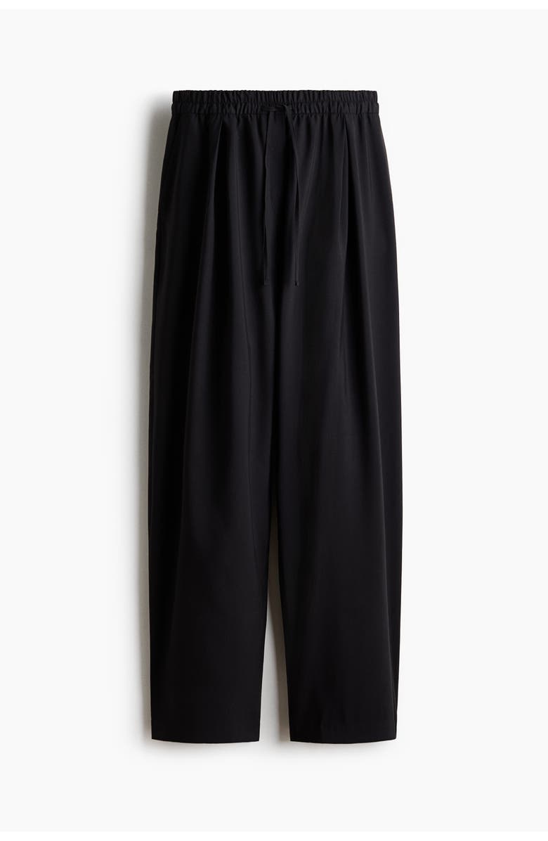 H&M Barrel Drawstring Trousers, Main, color, Black