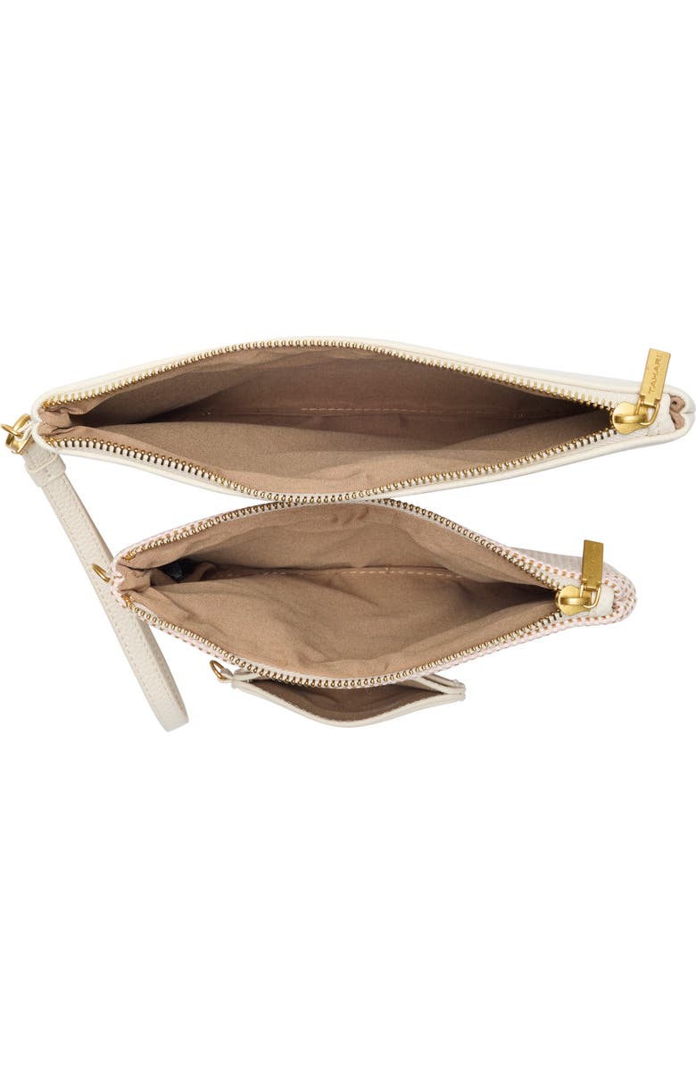 T Tahari Marty Set of 3 Wristlet Pouches & Cardholder Wallet, Alternate, color, Eggshell