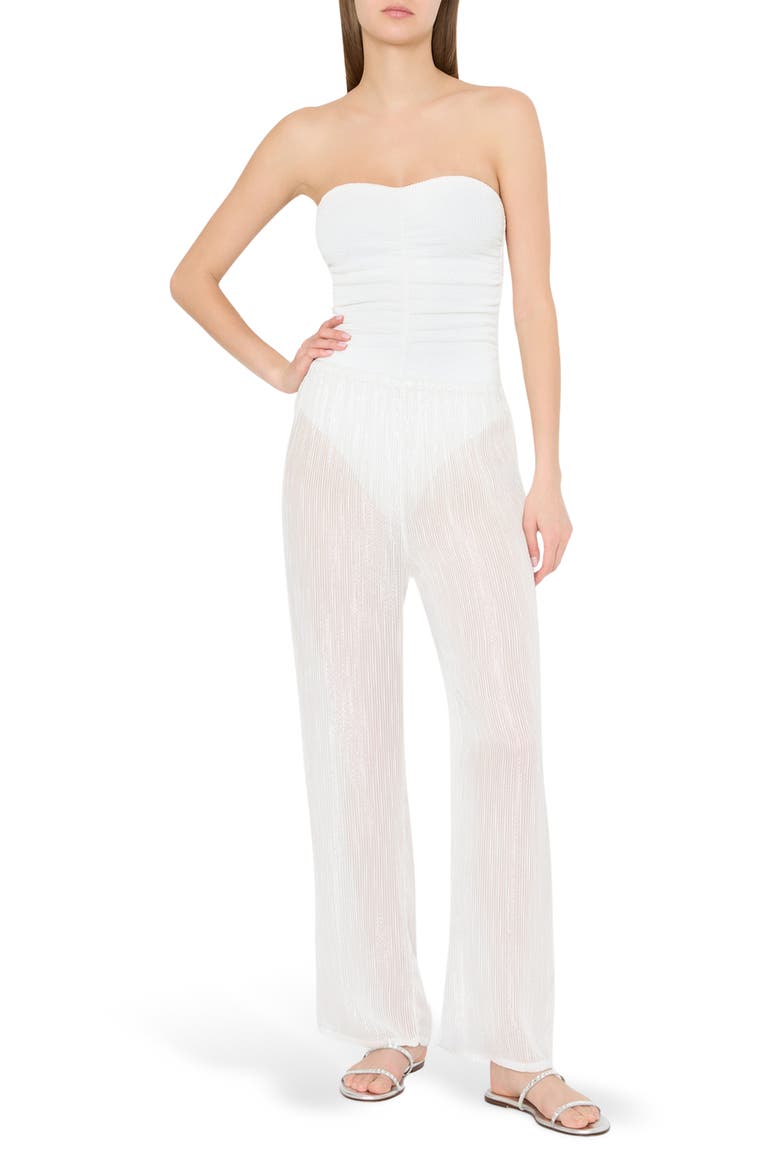 Celina Pinstripe Cover-Up Pants, Main, color, WHITE/ SILVER