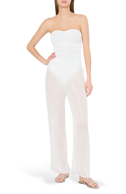 Celina Pinstripe Cover-Up Pants
