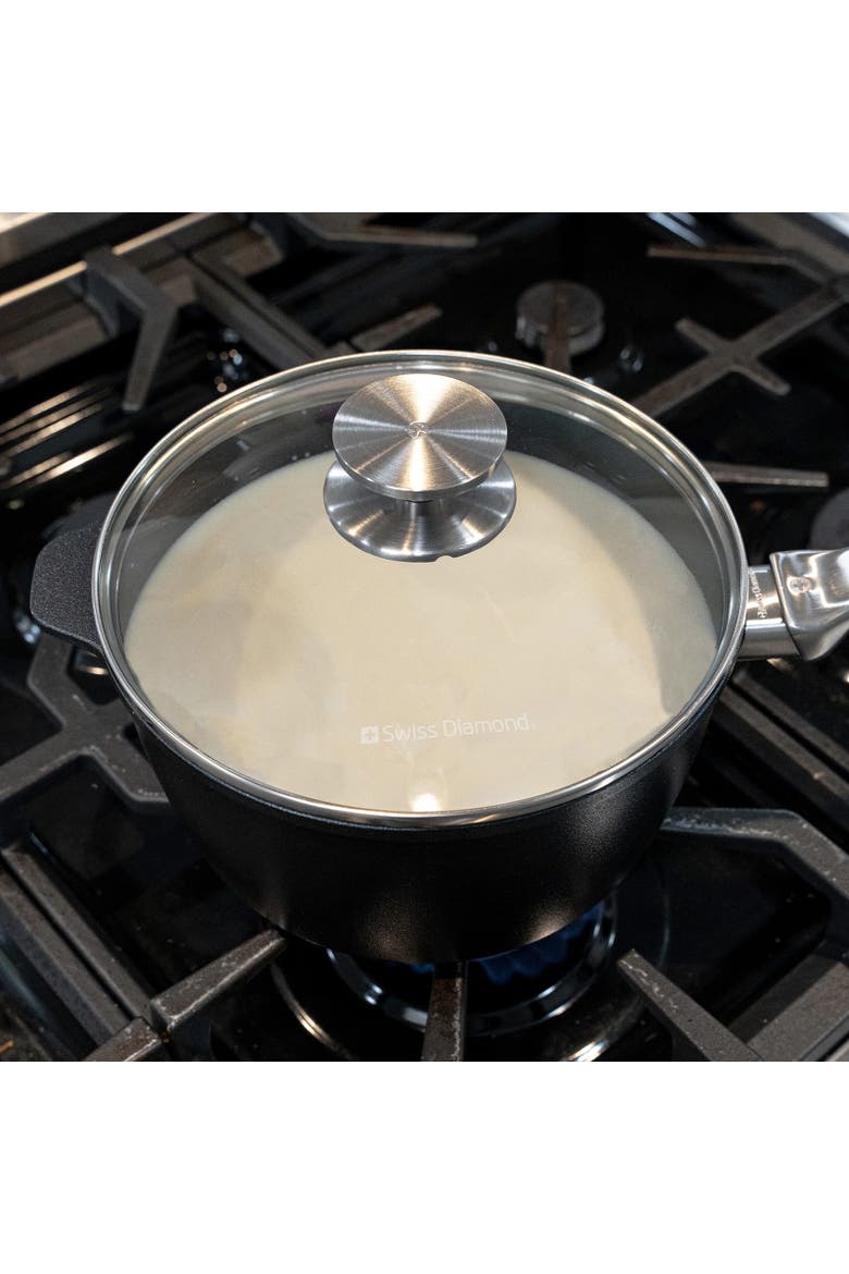 CHD Nonstick Saucepan with Glass Lid, 3.2 qt, Alternate, color, Black