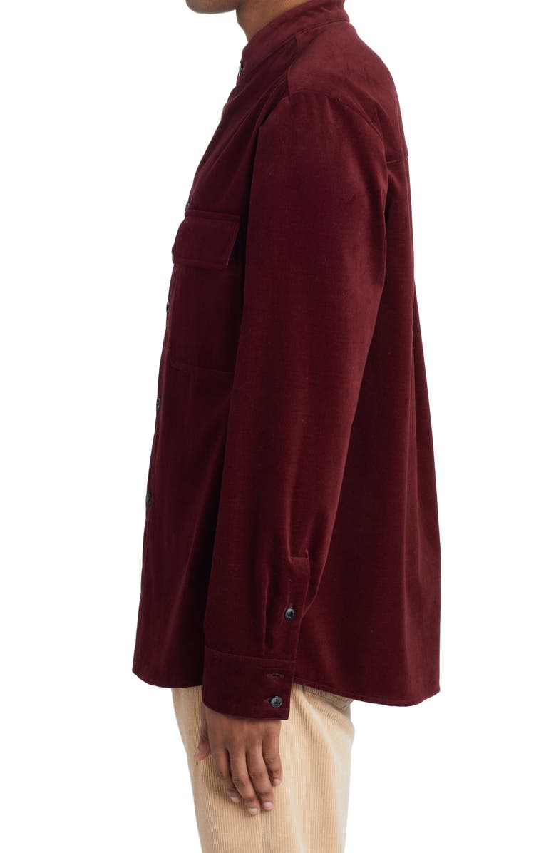 Agnona Band Collar Cotton Velvet Button-Up Shirt, Alternate, color, 