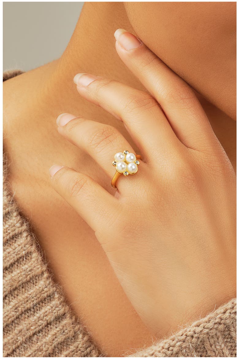 Cosetta Imitation Pearl & CZ Ring, Alternate, color, GOLD