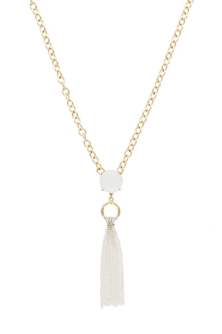 Andreya Tassel Necklace, Main, color, GOLD / WHITE