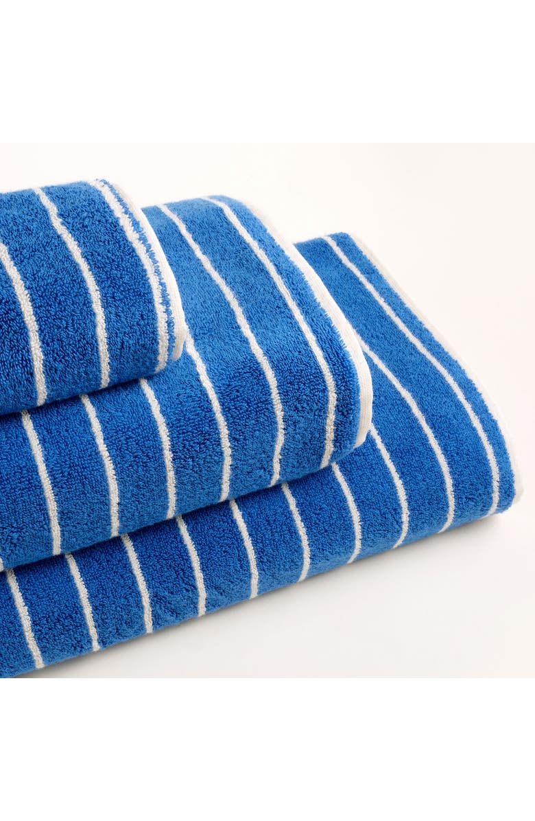 Zsa Zsa Zsu Solid Wide Striped Yarn-Dyed 100% Cotton Towel 3-Pcs Set, Alternate, color, Blue
